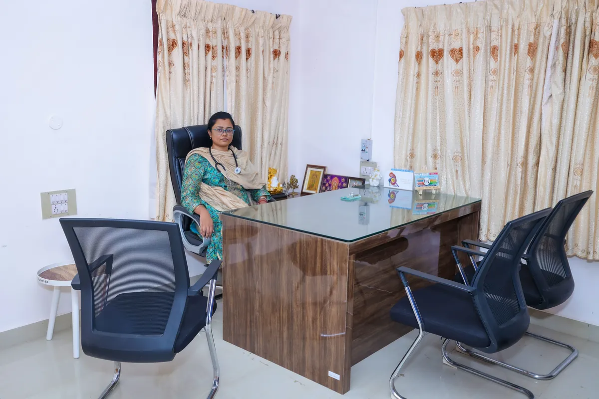 Dr. Sivayogini inside her consultation room