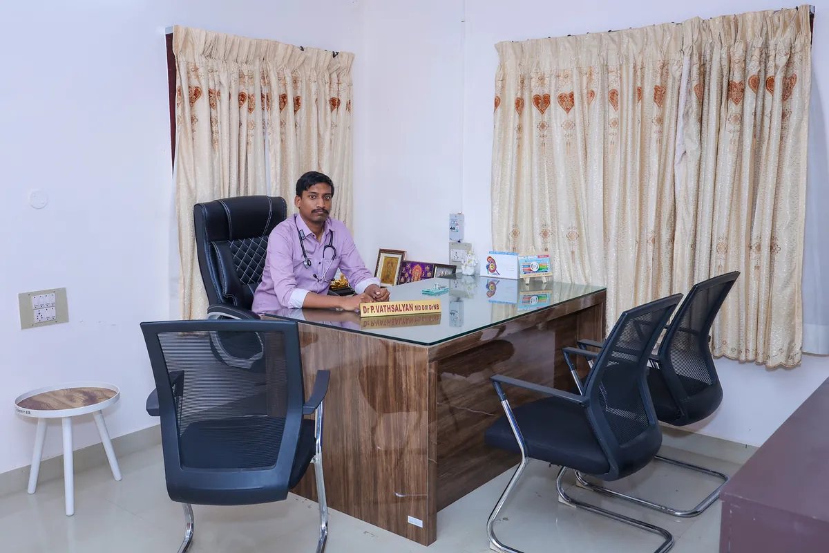 Dr. Vathsalyan inside the consultation room