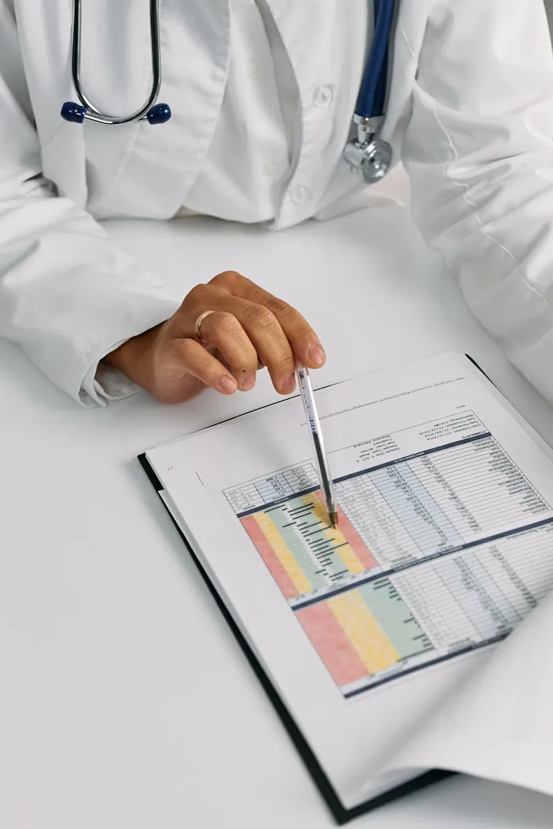 Doctor analysing diagnostic reports